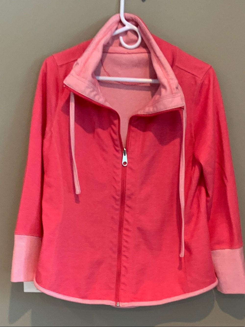 Lulu-B Pink Full-Zip Bomber Jacket with Contrast Trim